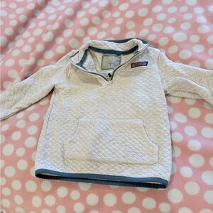Vineyard Vines Kids Quilted Pullover - Cream and Blue